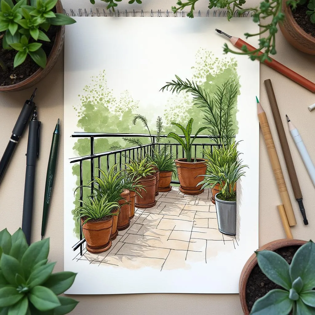 Diseño de jardín de balcón